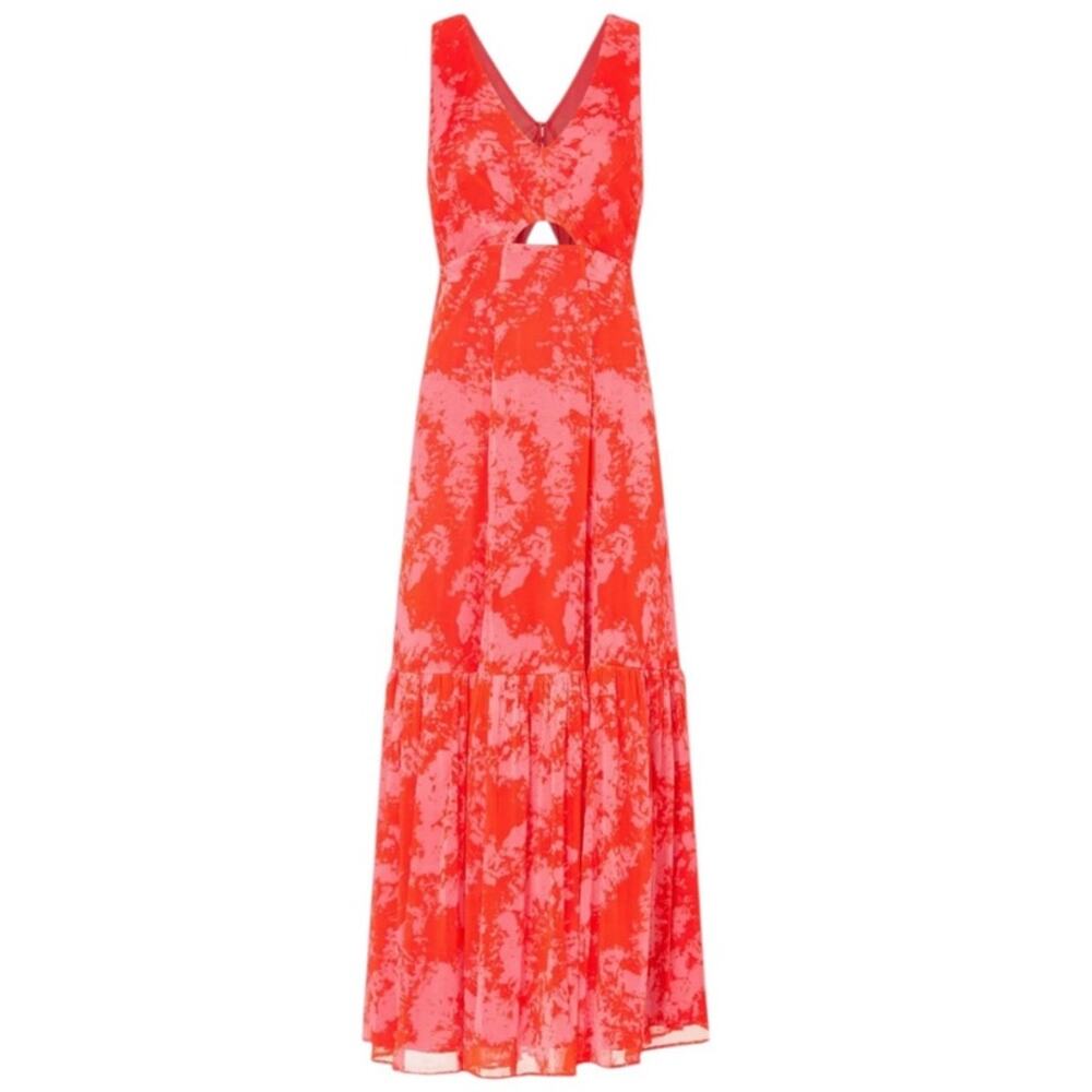 Thakoon Collective Sleeveless Double V Neck Cocktail Midi Dress Red Size 4 - Picture 9 of 16